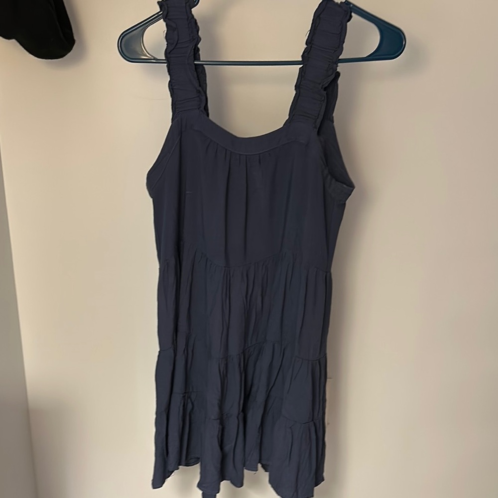 Shinestar Navy Blue Ruffle Strap Dress